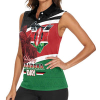 Happy Madaraka Day 2025 Women Sleeveless Polo Shirt Kenya Harambee