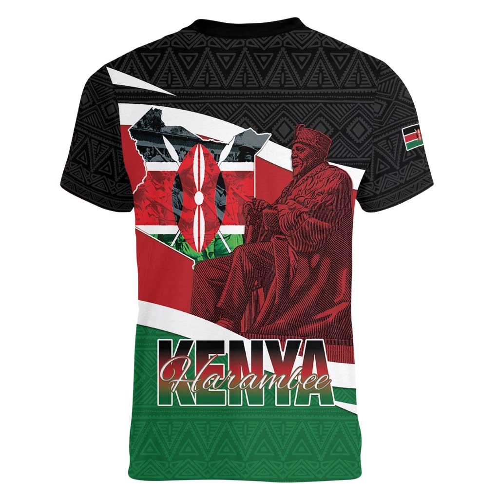 Happy Madaraka Day 2025 Women V-Neck T-Shirt Kenya Harambee