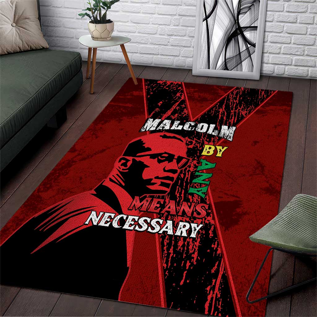 Happy Malcolm X Day Area Rug By Any Means Necessary