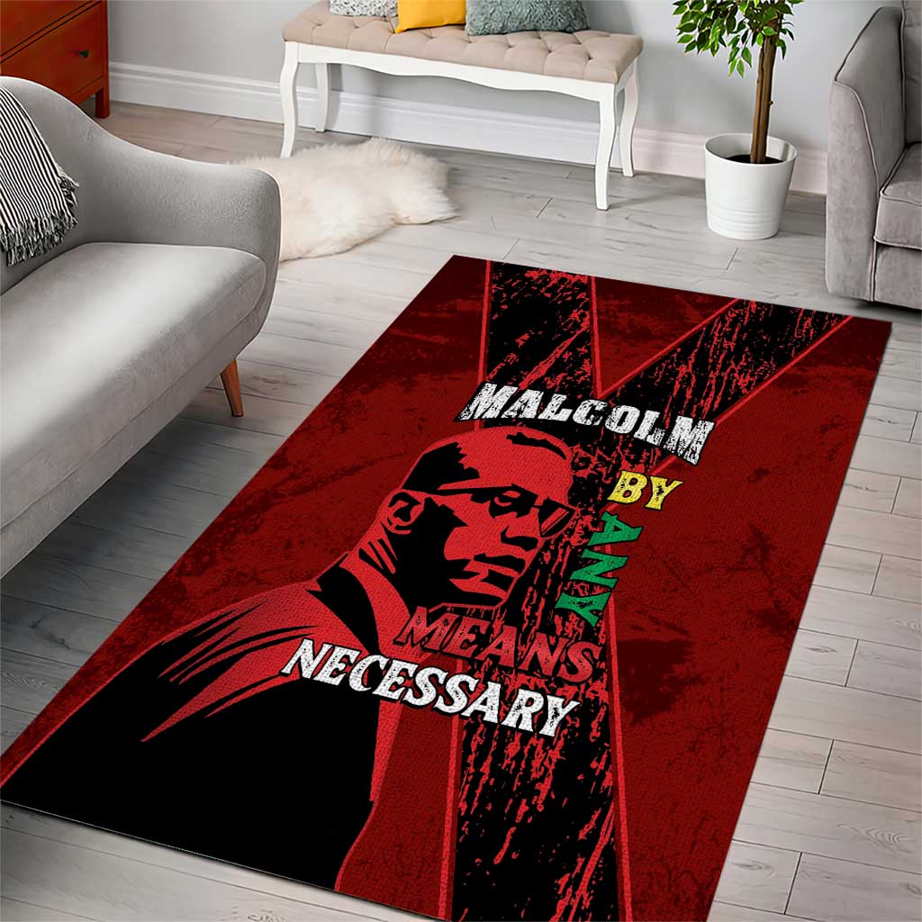 Happy Malcolm X Day Area Rug By Any Means Necessary