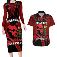 Happy Malcolm X Day Couples Matching Long Sleeve Bodycon Dress and Hawaiian Shirt By Any Means Necessary