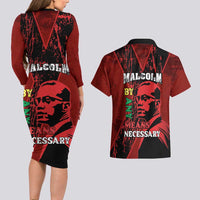 Happy Malcolm X Day Couples Matching Long Sleeve Bodycon Dress and Hawaiian Shirt By Any Means Necessary
