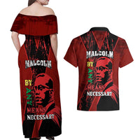 Happy Malcolm X Day Couples Matching Off Shoulder Maxi Dress and Hawaiian Shirt By Any Means Necessary