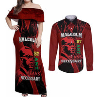 Happy Malcolm X Day Couples Matching Off Shoulder Maxi Dress and Long Sleeve Button Shirt By Any Means Necessary