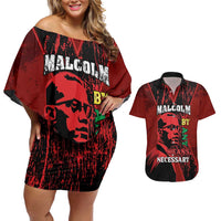 Happy Malcolm X Day Couples Matching Off Shoulder Short Dress and Hawaiian Shirt By Any Means Necessary