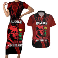 Happy Malcolm X Day Couples Matching Short Sleeve Bodycon Dress and Hawaiian Shirt By Any Means Necessary
