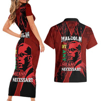 Happy Malcolm X Day Couples Matching Short Sleeve Bodycon Dress and Hawaiian Shirt By Any Means Necessary