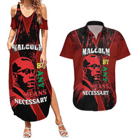 Happy Malcolm X Day Couples Matching Summer Maxi Dress and Hawaiian Shirt By Any Means Necessary