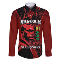 Happy Malcolm X Day Family Matching Off The Shoulder Long Sleeve Dress and Hawaiian Shirt By Any Means Necessary