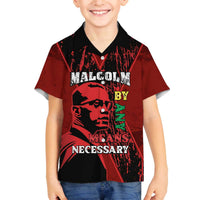 Happy Malcolm X Day Family Matching Off The Shoulder Long Sleeve Dress and Hawaiian Shirt By Any Means Necessary