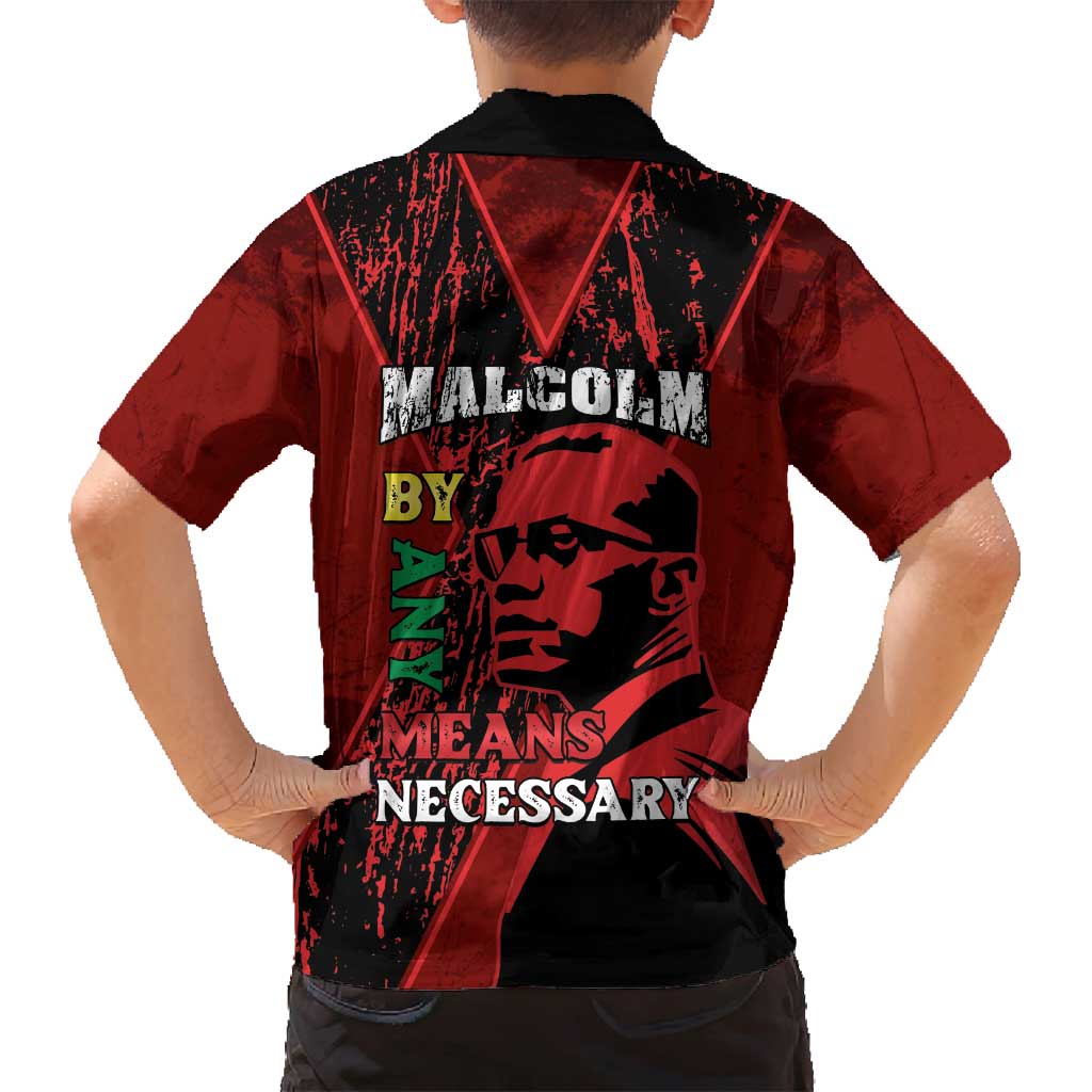 Happy Malcolm X Day Family Matching Off Shoulder Maxi Dress and Hawaiian Shirt By Any Means Necessary