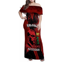 Happy Malcolm X Day Family Matching Off Shoulder Maxi Dress and Hawaiian Shirt By Any Means Necessary