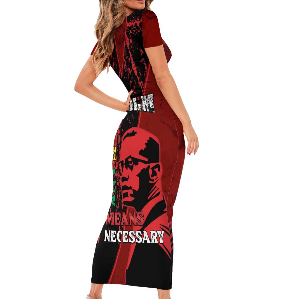 Happy Malcolm X Day Family Matching Short Sleeve Bodycon Dress and Hawaiian Shirt By Any Means Necessary