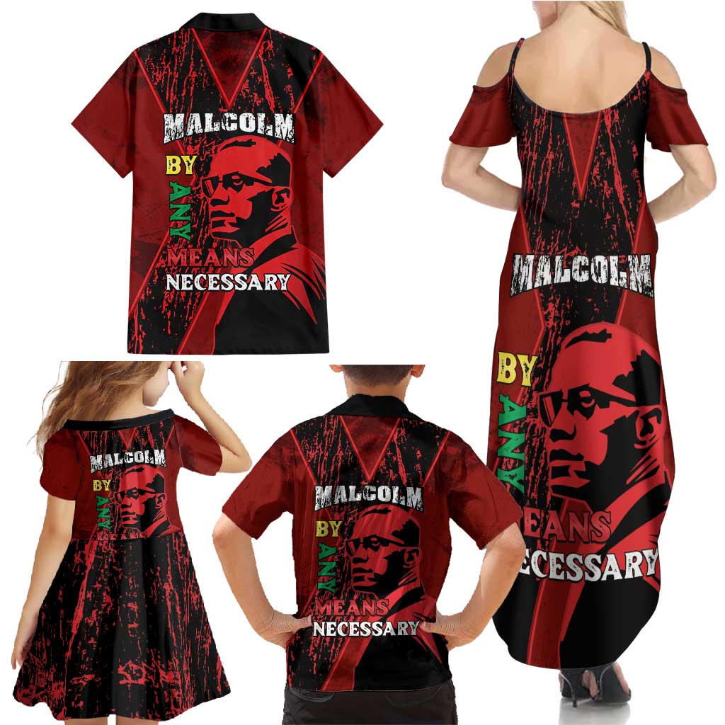 Happy Malcolm X Day Family Matching Summer Maxi Dress and Hawaiian Shirt By Any Means Necessary