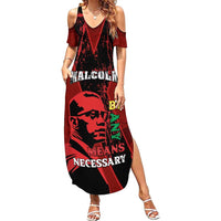 Happy Malcolm X Day Family Matching Summer Maxi Dress and Hawaiian Shirt By Any Means Necessary