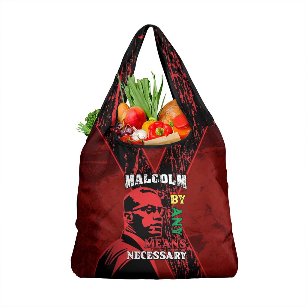 Happy Malcolm X Day Grocery Bag By Any Means Necessary