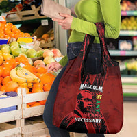 Happy Malcolm X Day Grocery Bag By Any Means Necessary