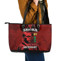Happy Malcolm X Day Leather Tote Bag By Any Means Necessary
