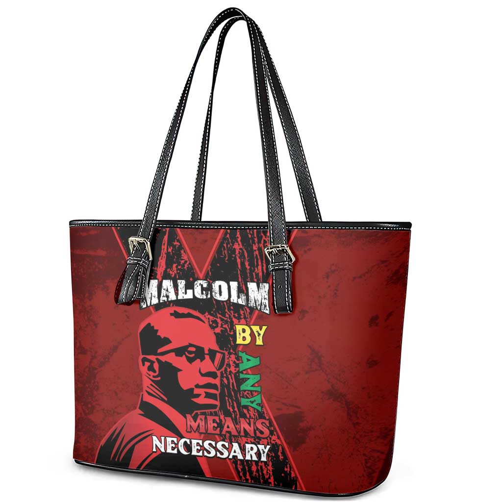 Happy Malcolm X Day Leather Tote Bag By Any Means Necessary