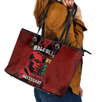 Happy Malcolm X Day Leather Tote Bag By Any Means Necessary