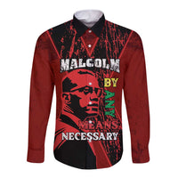 Happy Malcolm X Day Long Sleeve Button Shirt By Any Means Necessary