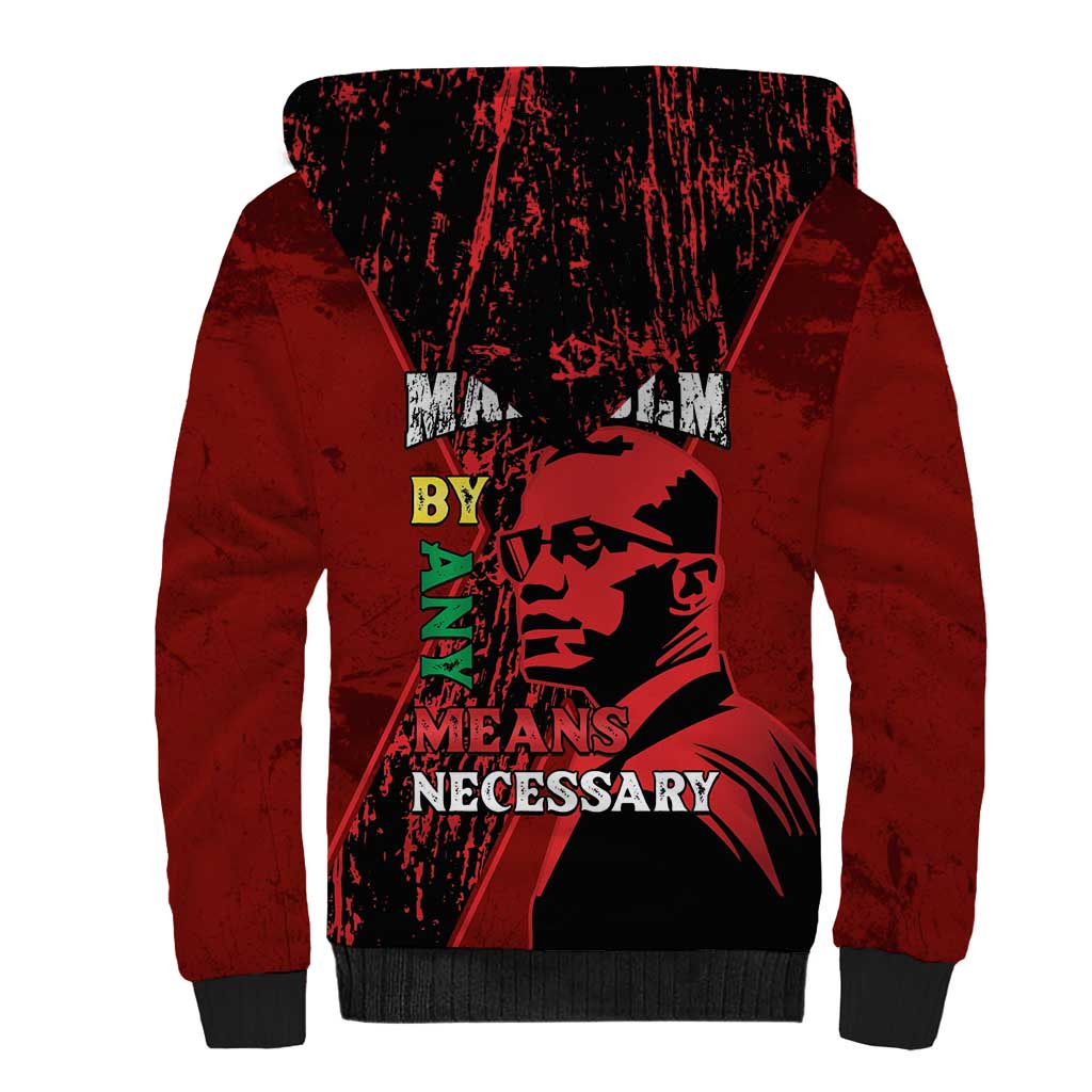 Happy Malcolm X Day Sherpa Hoodie By Any Means Necessary