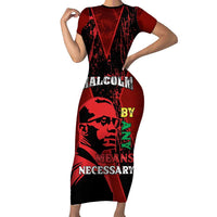 Happy Malcolm X Day Short Sleeve Bodycon Dress By Any Means Necessary