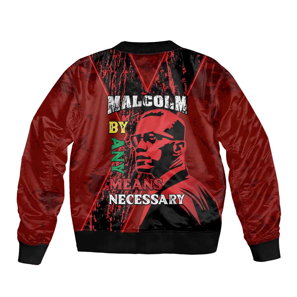 Happy Malcolm X Day Sleeve Zip Bomber Jacket By Any Means Necessary