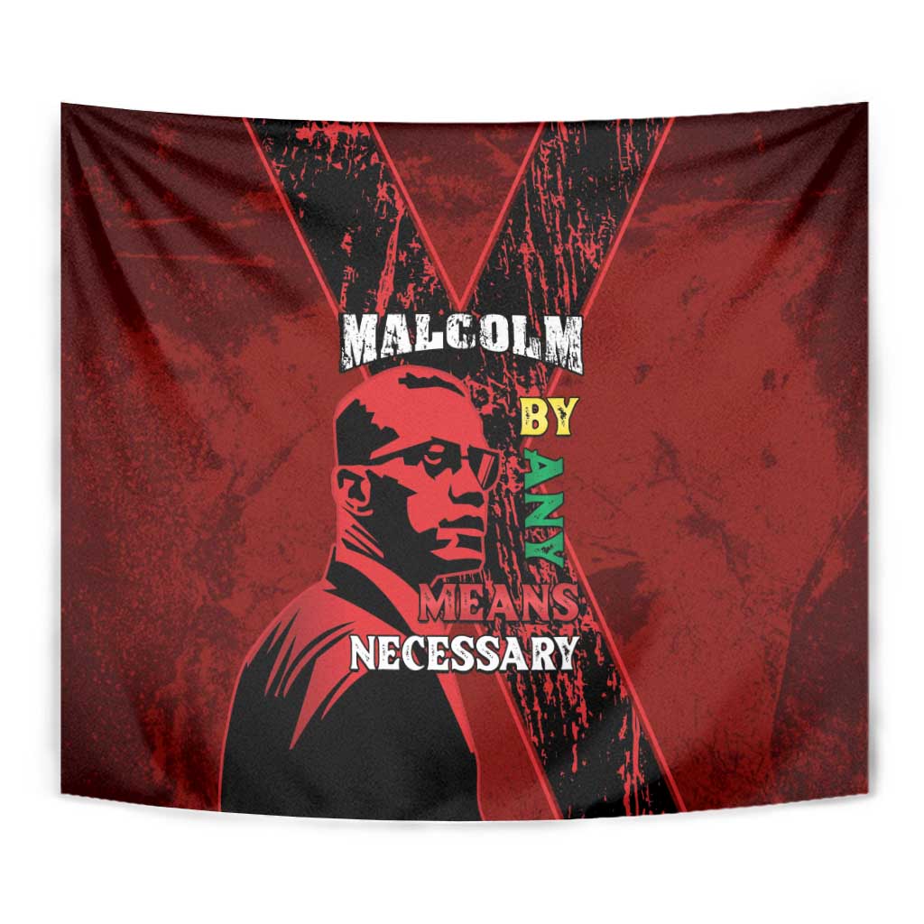 Happy Malcolm X Day Tapestry By Any Means Necessary