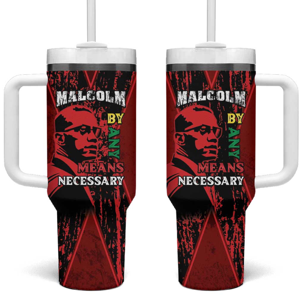 Happy Malcolm X Day Tumbler With Handle By Any Means Necessary