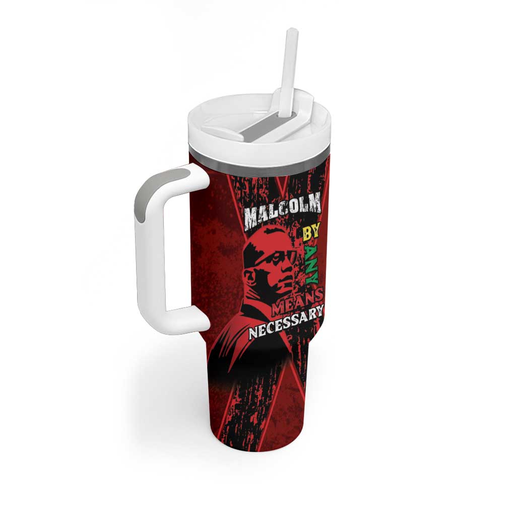 Happy Malcolm X Day Tumbler With Handle By Any Means Necessary
