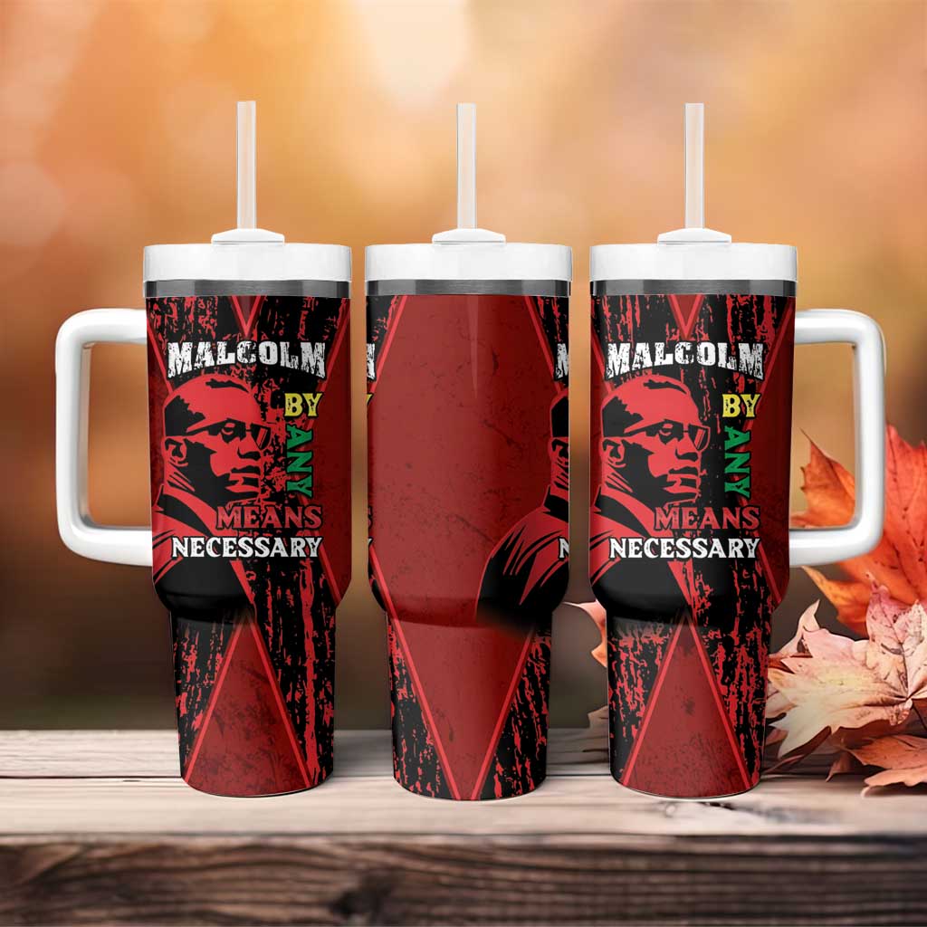 Happy Malcolm X Day Tumbler With Handle By Any Means Necessary