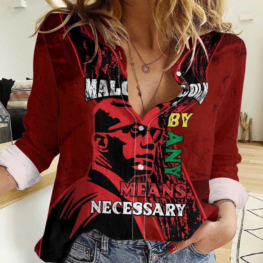 Happy Malcolm X Day Women Casual Shirt By Any Means Necessary