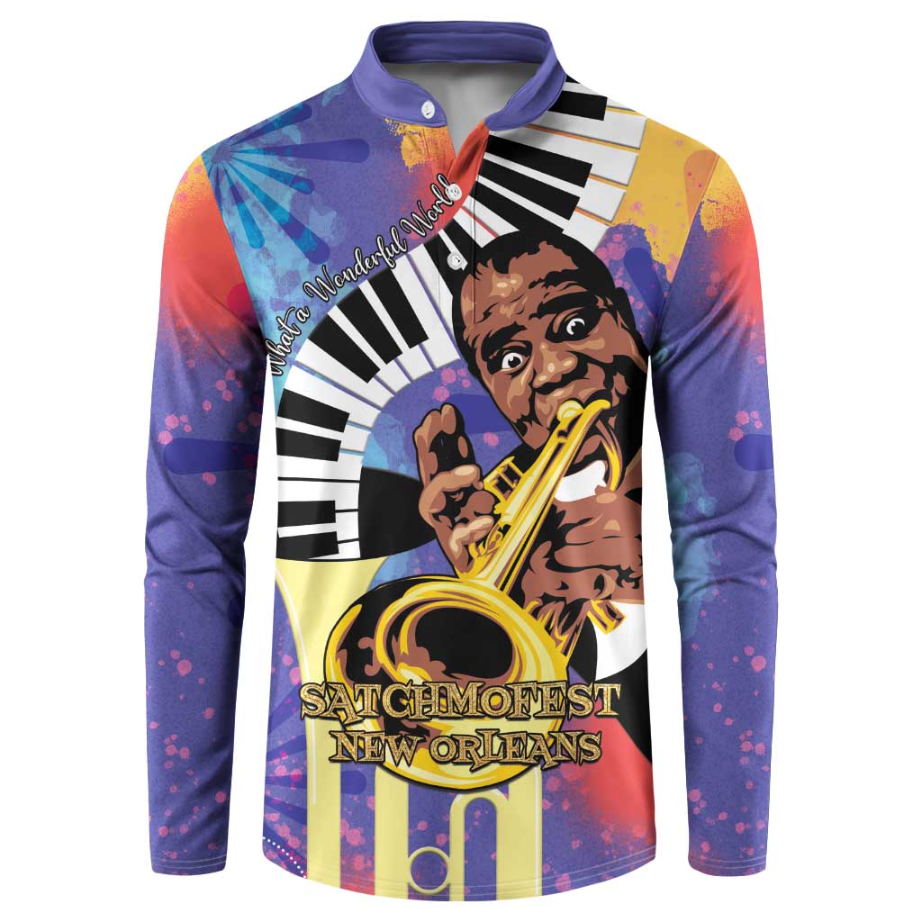Satchmofest Button Sweatshirt King Of Jazz What a Wonderful World - Wonder Print Shop