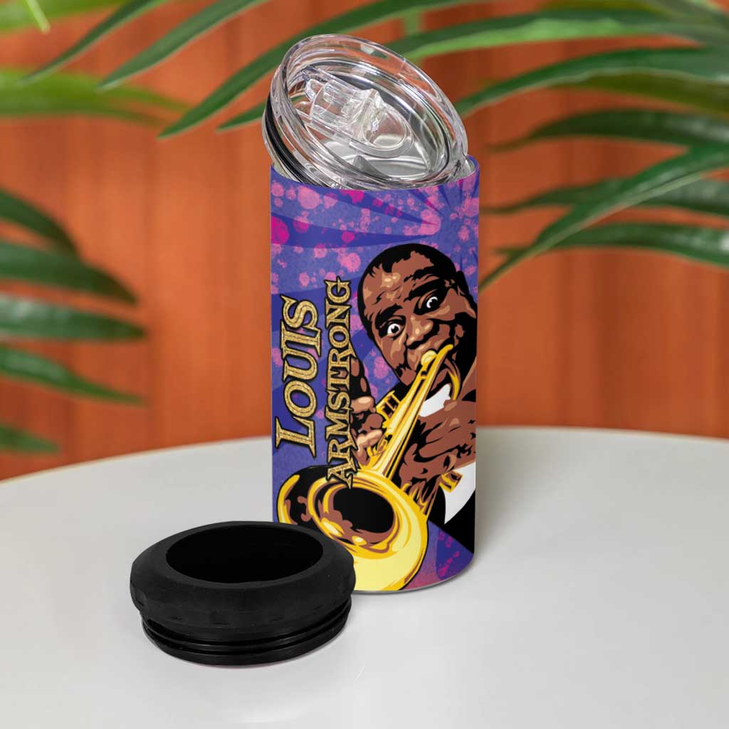 Satchmofest 4 in 1 Can Cooler Tumbler King Of Jazz What a Wonderful World - Wonder Print Shop