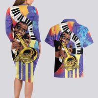 Satchmofest Couples Matching Long Sleeve Bodycon Dress and Hawaiian Shirt King Of Jazz What a Wonderful World - Wonder Print Shop
