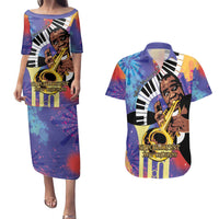 Satchmofest Couples Matching Puletasi and Hawaiian Shirt King Of Jazz What a Wonderful World - Wonder Print Shop