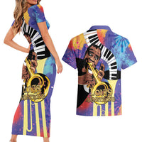 Satchmofest Couples Matching Short Sleeve Bodycon Dress and Hawaiian Shirt King Of Jazz What a Wonderful World - Wonder Print Shop