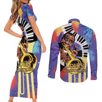 Satchmofest Couples Matching Short Sleeve Bodycon Dress and Long Sleeve Button Shirt King Of Jazz What a Wonderful World - Wonder Print Shop