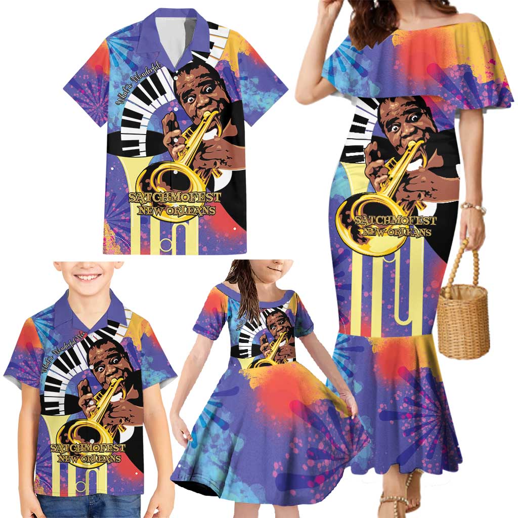 Satchmofest Family Matching Mermaid Dress and Hawaiian Shirt King Of Jazz What a Wonderful World - Wonder Print Shop