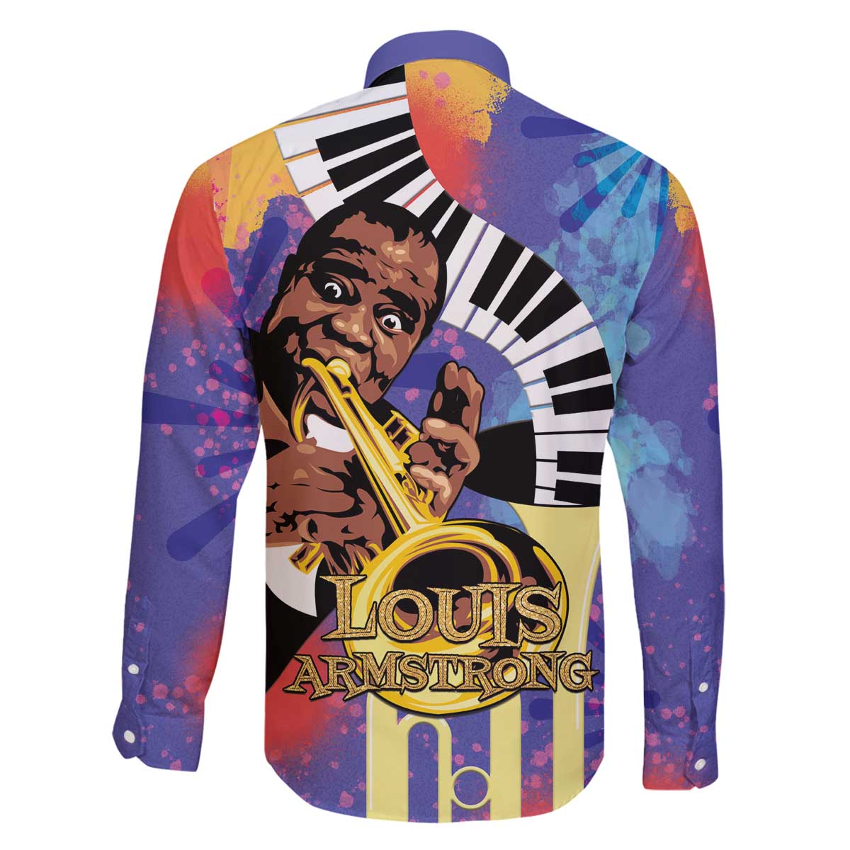 Satchmofest Family Matching Off The Shoulder Long Sleeve Dress and Hawaiian Shirt King Of Jazz What a Wonderful World - Wonder Print Shop