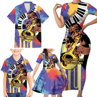 Satchmofest Family Matching Short Sleeve Bodycon Dress and Hawaiian Shirt King Of Jazz What a Wonderful World - Wonder Print Shop
