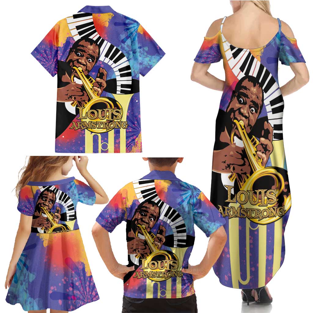 Satchmofest Family Matching Summer Maxi Dress and Hawaiian Shirt King Of Jazz What a Wonderful World - Wonder Print Shop