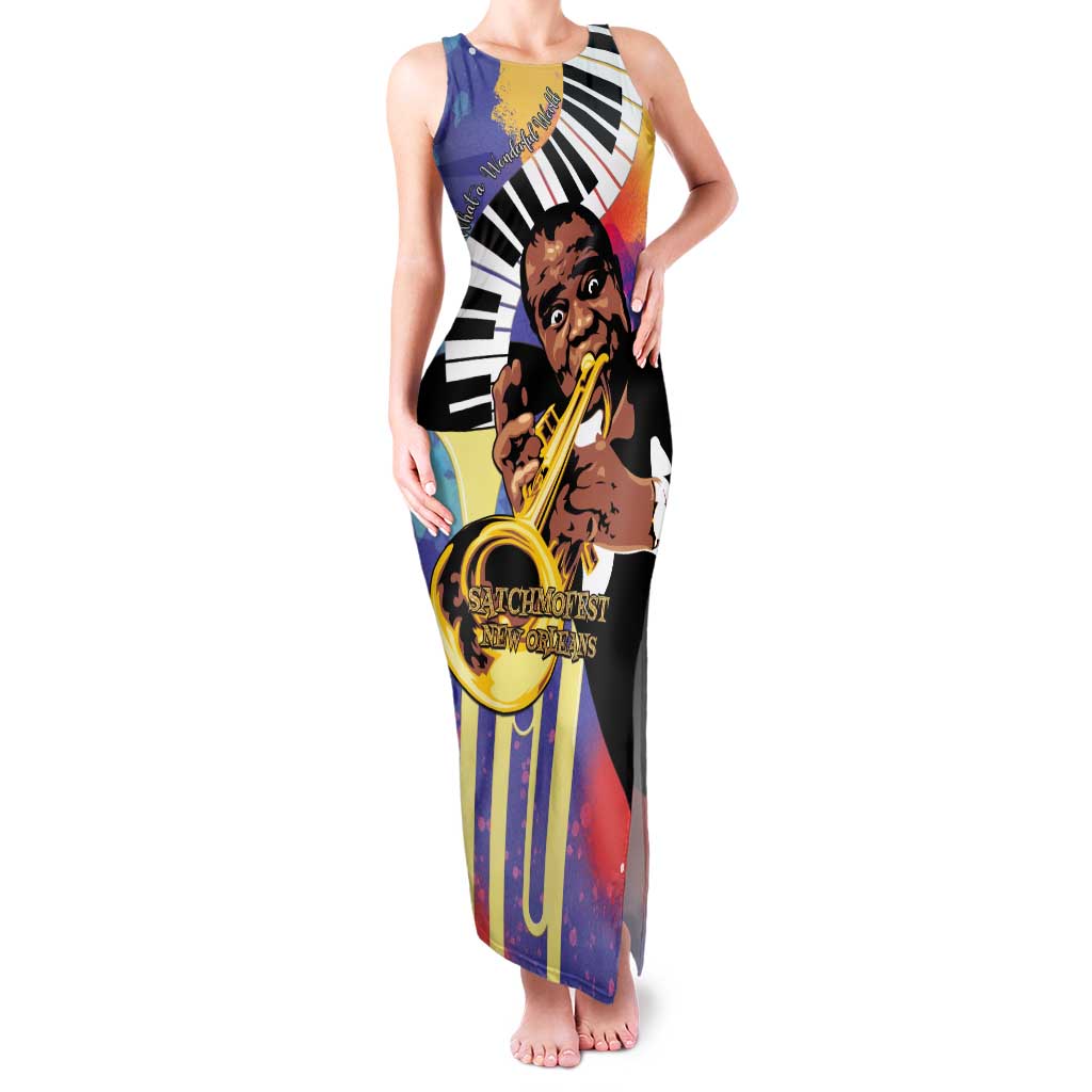 Satchmofest Family Matching Tank Maxi Dress and Hawaiian Shirt King Of Jazz What a Wonderful World - Wonder Print Shop