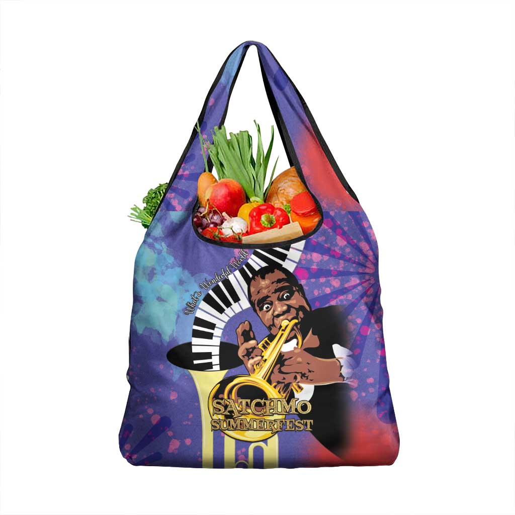 Satchmofest Grocery Bag King Of Jazz What a Wonderful World - Wonder Print Shop