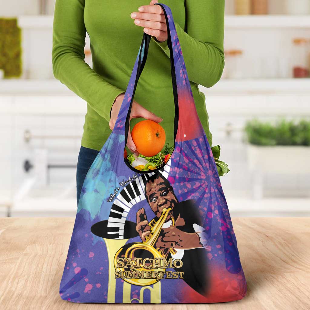Satchmofest Grocery Bag King Of Jazz What a Wonderful World - Wonder Print Shop