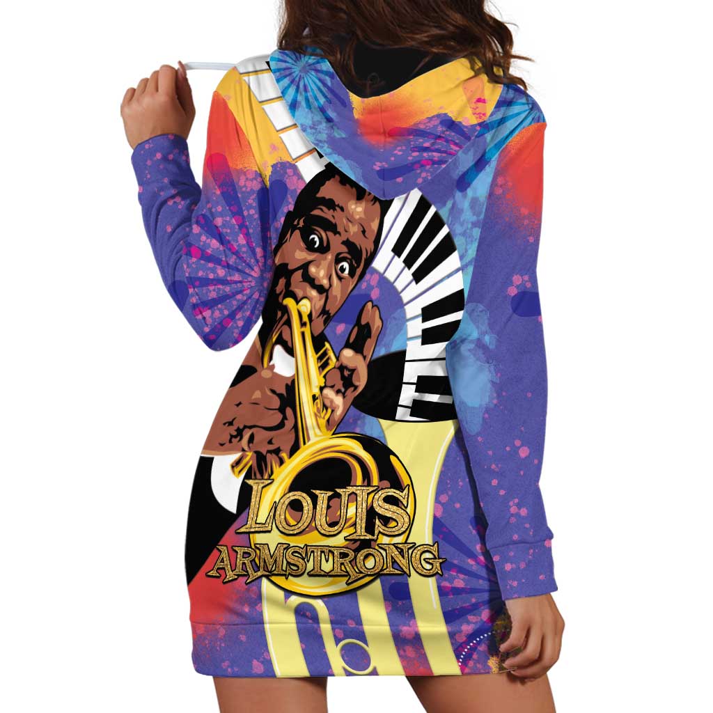 Satchmofest Hoodie Dress King Of Jazz What a Wonderful World - Wonder Print Shop