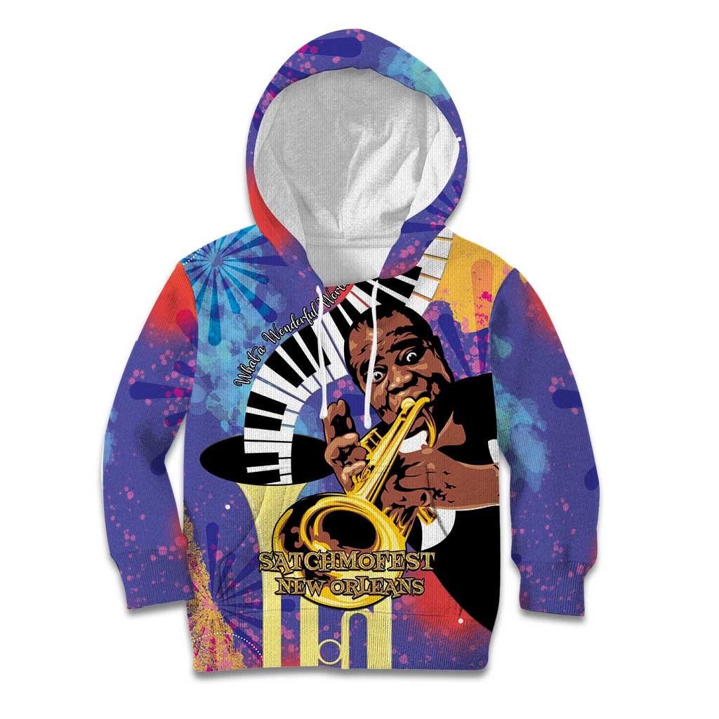 Satchmofest Kid Hoodie King Of Jazz What a Wonderful World - Wonder Print Shop