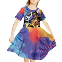 Satchmofest Kid Short Sleeve Dress King Of Jazz What a Wonderful World - Wonder Print Shop