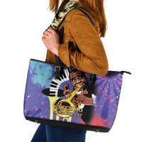 Satchmofest Leather Tote Bag King Of Jazz What a Wonderful World - Wonder Print Shop